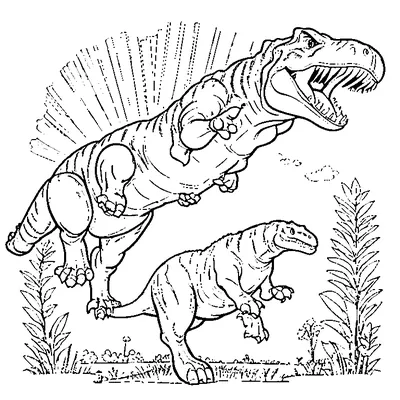 friendly t-rex waving coloring pages