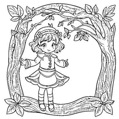 Girl Standing In A Leafy Branch Frame