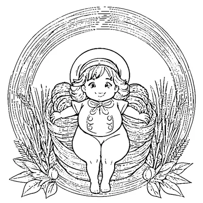 girl standing in a wheat wreath coloring pages