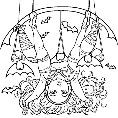 Halloween Bat Hanging Upside Down coloring pages