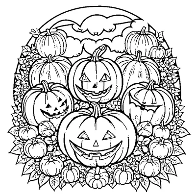halloween border frame with pumpkins and bats coloring pages