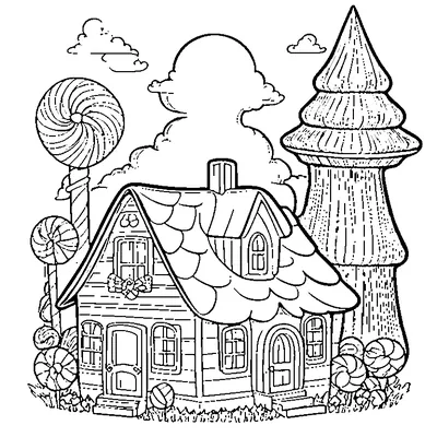 halloween candy house coloring pages