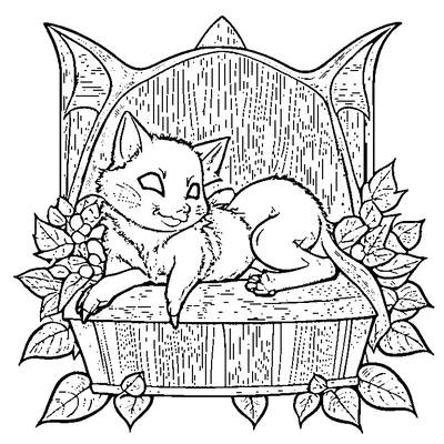 halloween cat sleeping in a coffin coloring pages