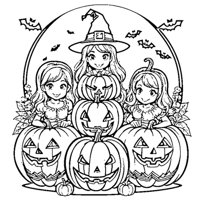 Halloween Pumpkin Family Group coloring pages