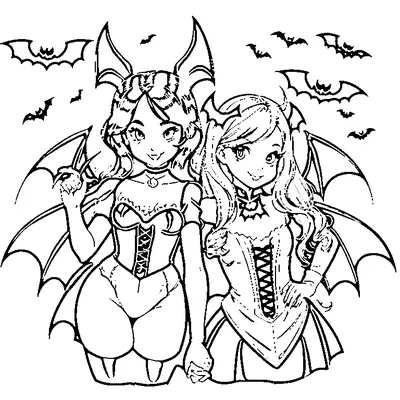 Halloween Vampire with Cute Bat coloring pages
