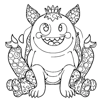 happy monster with polka dots coloring pages