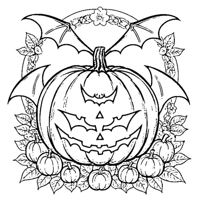 jack o lantern with bat wings coloring pages