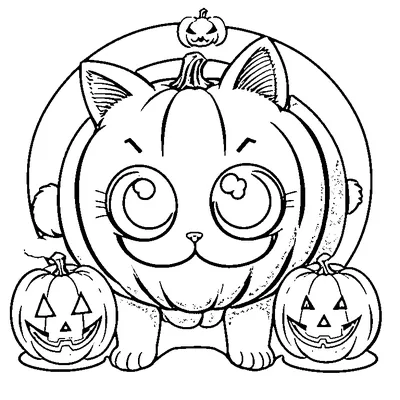 kitten peeking out of a jack-o-lantern coloring pages