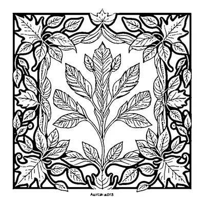 leaf border pattern with autumn leaves coloring pages