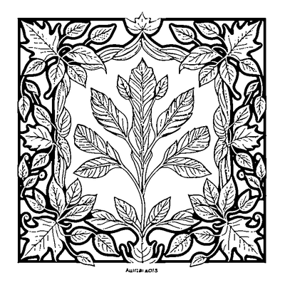 Leaf Border Pattern With Autumn Leaves coloring page variation 1
