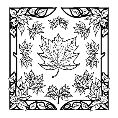 Leaf Border Pattern With Autumn Leaves coloring page variation 4
