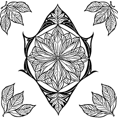 Leaf With Geometric Pattern Inside coloring page variation 1