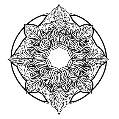 Leaf With Geometric Pattern Inside coloring page variation 2