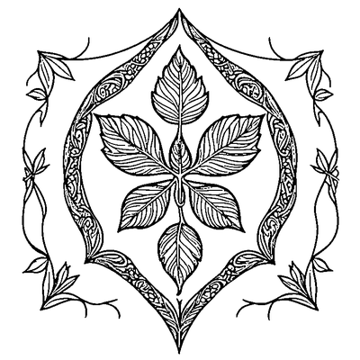 Leaf With Geometric Pattern Inside coloring page variation 5