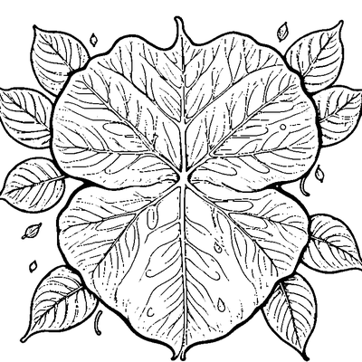 Leaf With Raindrops On Surface coloring page variation 2
