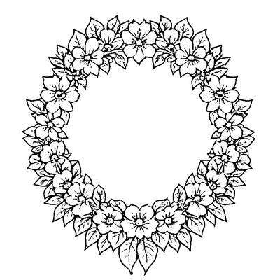 Leaf Wreath With Flowers coloring page variation 1