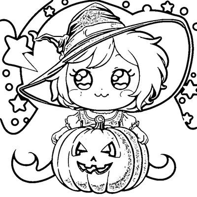 little witch peeking out of a pumpkin coloring pages