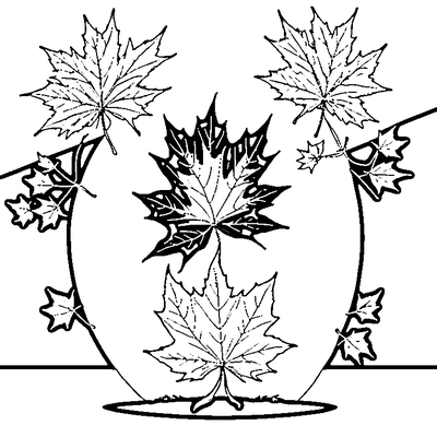 Maple Leaf Falling In Autumn Wind coloring page variation 2