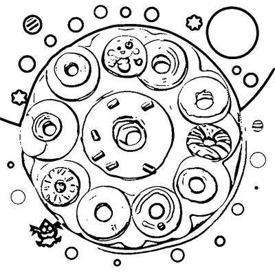 pile of halloween donuts coloring pages