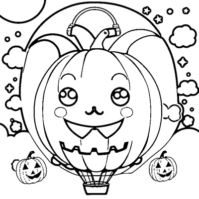 pumpkin hot air balloon coloring pages