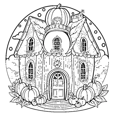 pumpkin house with a round door coloring pages