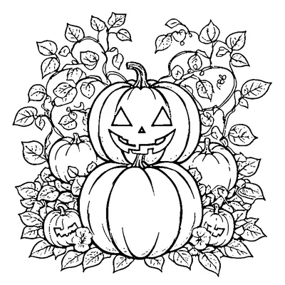 Pumpkin Patch with Vines coloring pages