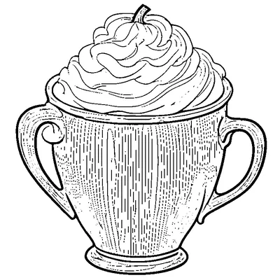 pumpkin spice latte mug with whipped cream coloring pages