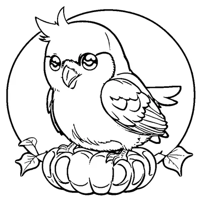 raven standing on a pumpkin coloring pages