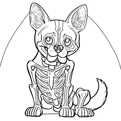 skeleton dog with a bone coloring pages