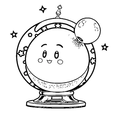 smiling crystal ball with stars coloring pages
