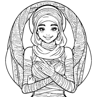 Smiling Mummy Wrapped in Bandages coloring pages