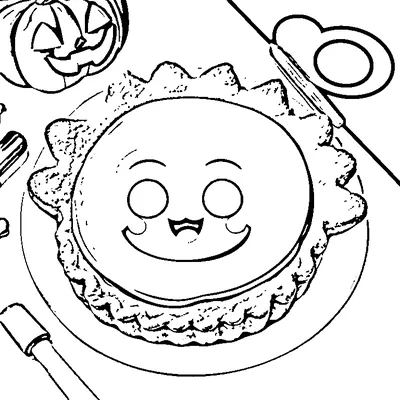 smiling pumpkin pie coloring pages