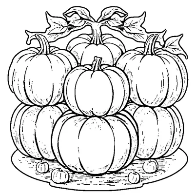 stack of three pumpkins coloring pages