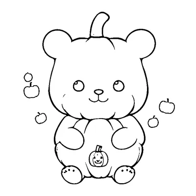 teddy bear hugging a pumpkin coloring pages