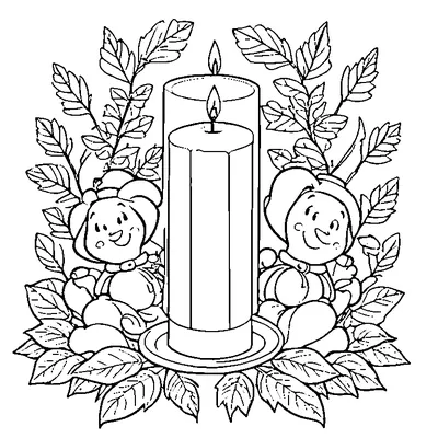 thanksgiving candle with autumn leaves and kids coloring pages