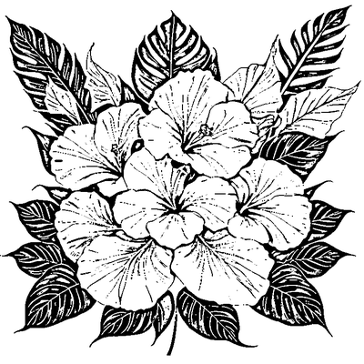 Tropical Leaf With Hibiscus Flower