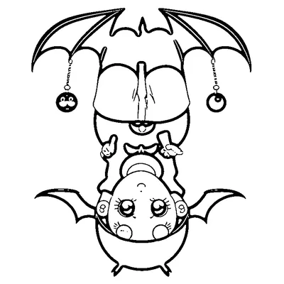 two bats hanging upside down coloring pages