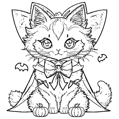 vampire cat with a cape coloring pages
