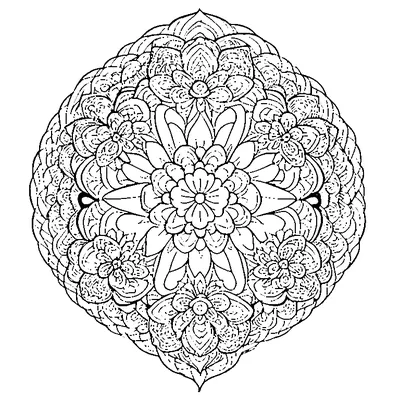 zentangle heart shaped flower mandala coloring pages